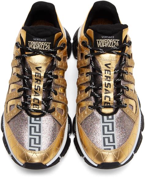 versace sneakers zwart goud|Versace: Black & Gold Trigreca Sneakers .